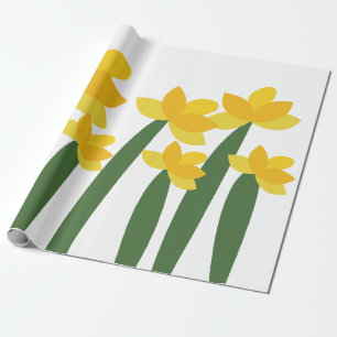 Yellow Daffodil Floral Flowers Wrapping Paper