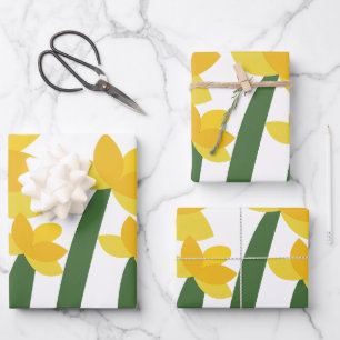 Yellow Daffodil Floral Flowers Wrapping Paper Sheets