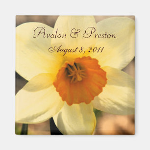Yellow Daffodil Floral Save The Date Magnet