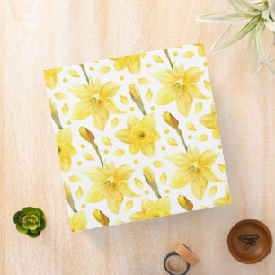 Yellow Daffodil Floral Spring Garden Pattern 3 Ring Binder