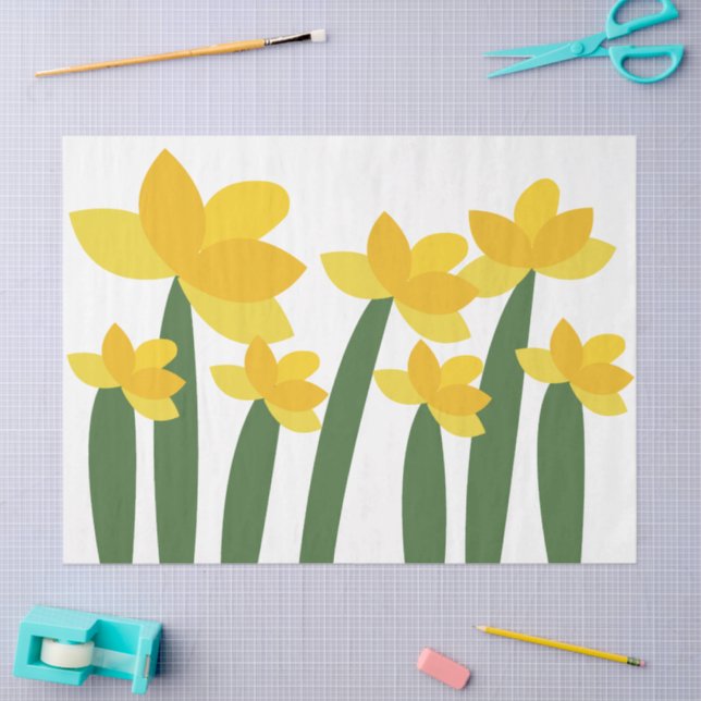 Yellow Daffodil Flower Floral Tissue Paper (Craft)