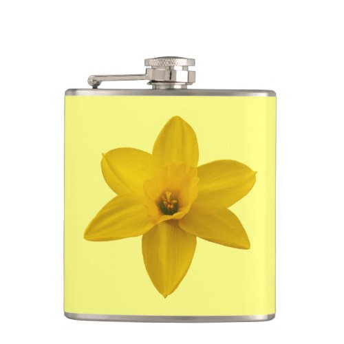 Yellow Daffodil Flower on Vinyl Wrapped Flask