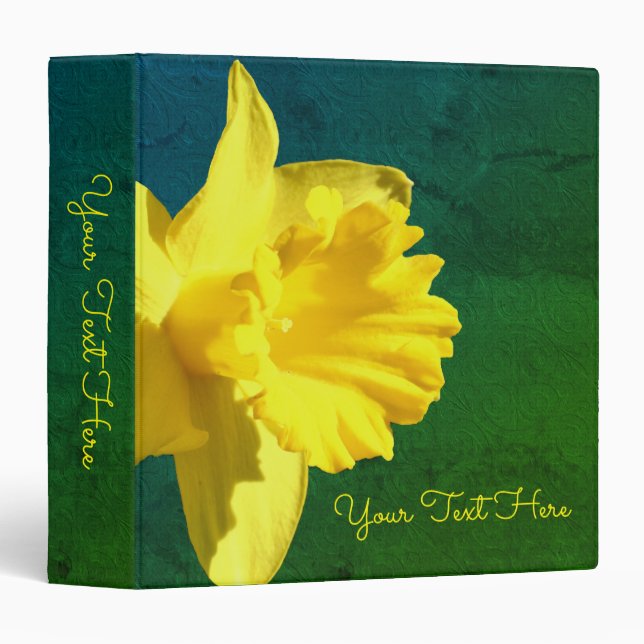 Yellow Daffodil Flower Personalized 3 Ring Binder (Front/Spine)