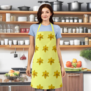 Yellow Daffodil Flower Seamless Pattern on Apron