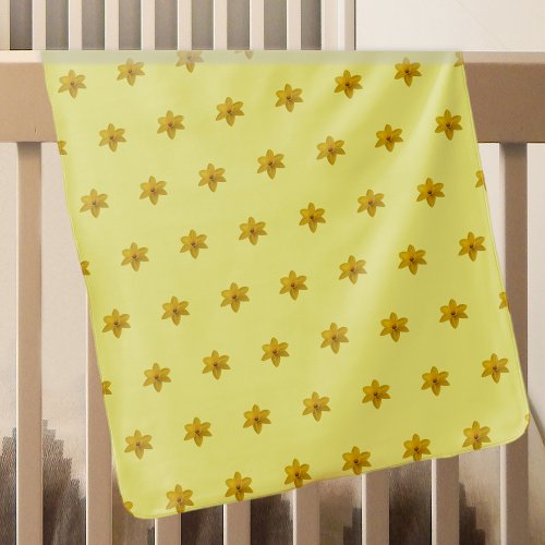 Yellow Daffodil Flower Seamless Pattern on Baby Blanket