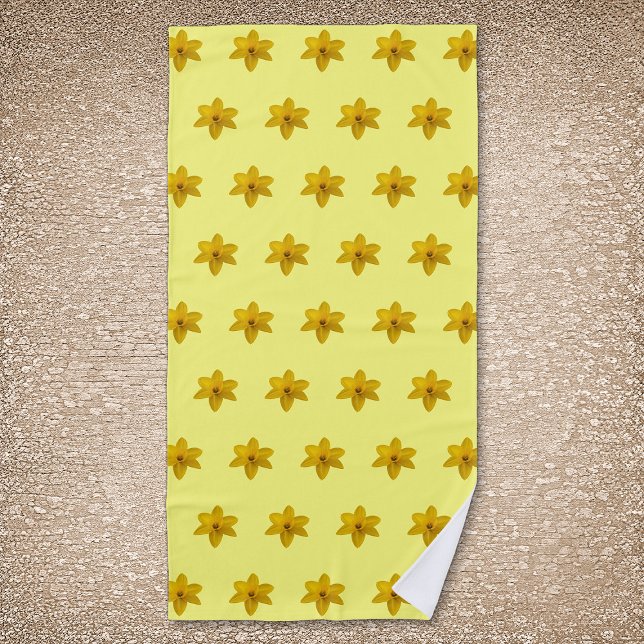 Yellow Daffodil Flower Seamless Pattern on Beach Towel (Creator Uploaded)
