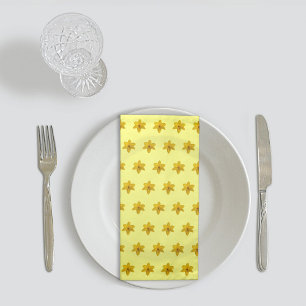 Yellow Daffodil Flower Seamless Pattern on Cloth Napkin