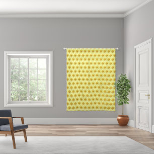 Yellow Daffodil Flower Seamless Pattern on Curtain