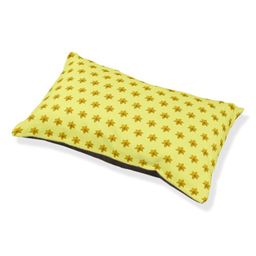 Yellow Daffodil Flower Seamless Pattern on Dog Bed