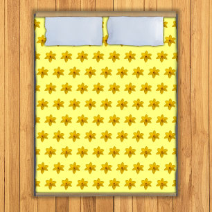 Yellow Daffodil Flower Seamless Pattern on Duvet Cover