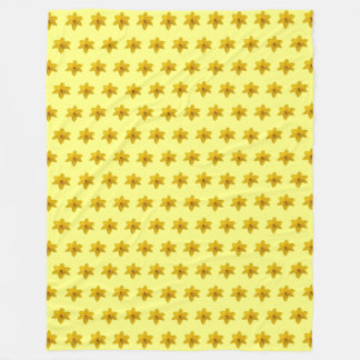 Yellow Daffodil Flower Seamless Pattern on Fleece Blanket