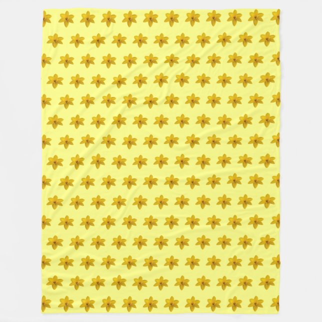 Yellow Daffodil Flower Seamless Pattern on Fleece Blanket (Front)