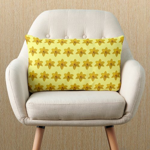 Yellow Daffodil Flower Seamless Pattern on Lumbar Pillow