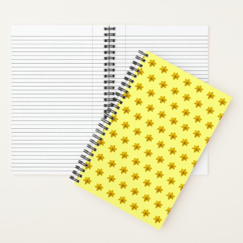 Yellow Daffodil Flower Seamless Pattern on Notebook