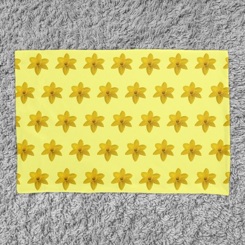 Yellow Daffodil Flower Seamless Pattern on Pillow Case