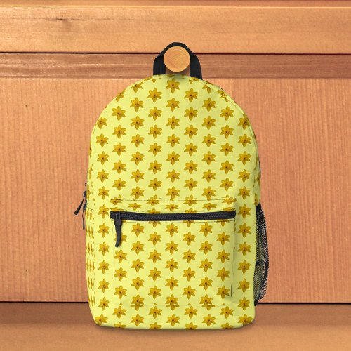Yellow Daffodil Flower Seamless Pattern on Printed Backpack