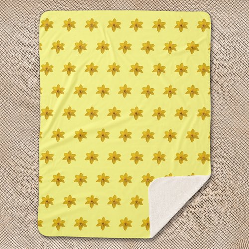 Yellow Daffodil Flower Seamless Pattern on Sherpa Blanket