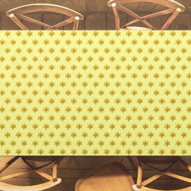 Yellow Daffodil Flower Seamless Pattern on Tablecloth (Yellow Daffodil flower seamless pattern on tablecloth)