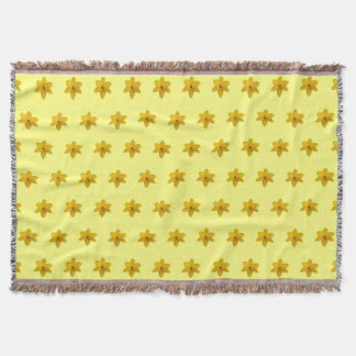 Yellow Daffodil Flower Seamless Pattern on Throw Blanket