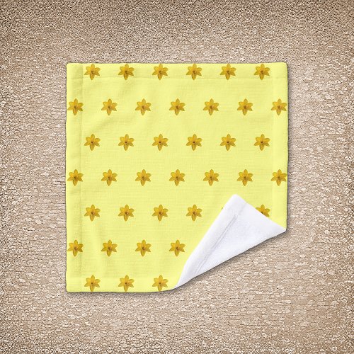 Yellow Daffodil Flower Seamless Pattern on Wash Cloth