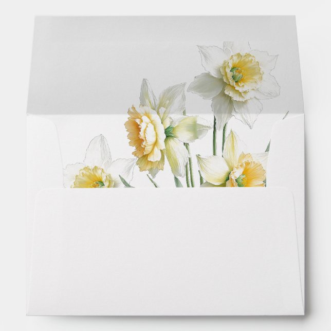 Yellow Daffodil Flower Spring Floral Watercolor    Envelope (Back (Bottom))