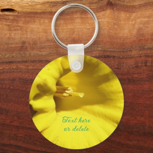 Yellow Daffodil Flower Up Close Personalized Keychain
