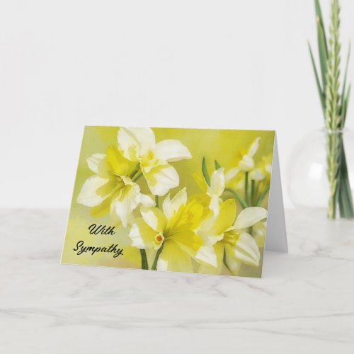 Yellow Daffodil Flowers Art Sympathy Card