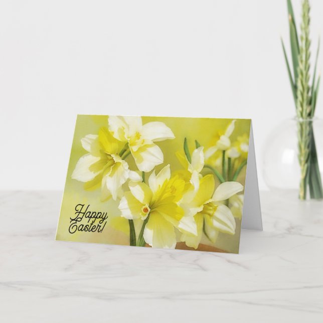 Yellow Daffodil Flowers Faith Easter Card (Front)