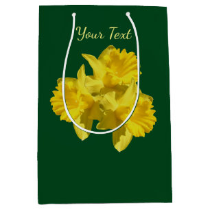 Yellow Daffodil Flowers Personalized Medium Gift Bag
