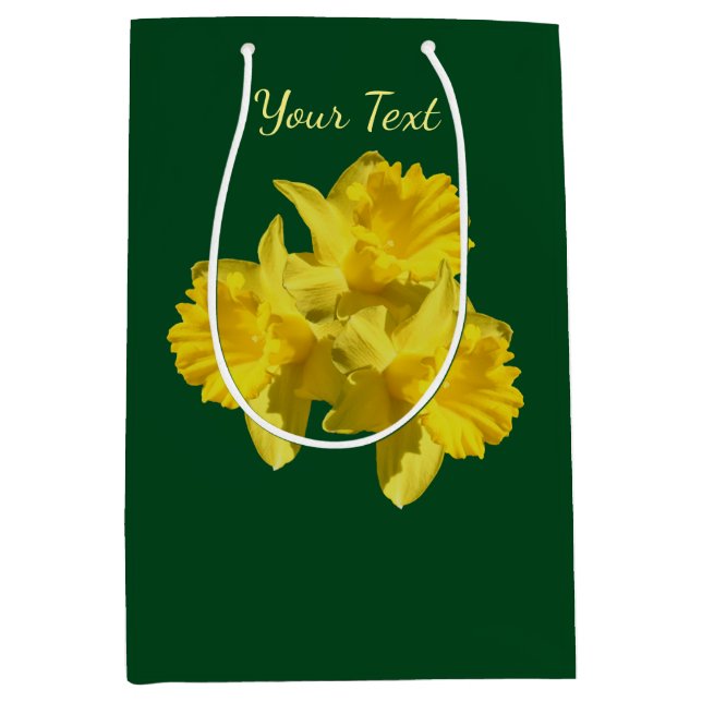Yellow Daffodil Flowers Personalized Medium Gift Bag (Front)