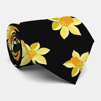 Yellow daffodil flowers seamless floral pattern  neck tie