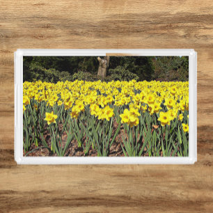 Yellow Daffodil Garden Floral Acrylic Tray