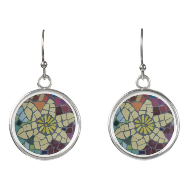 Yellow Daffodil Mosaic Earrings (Front)