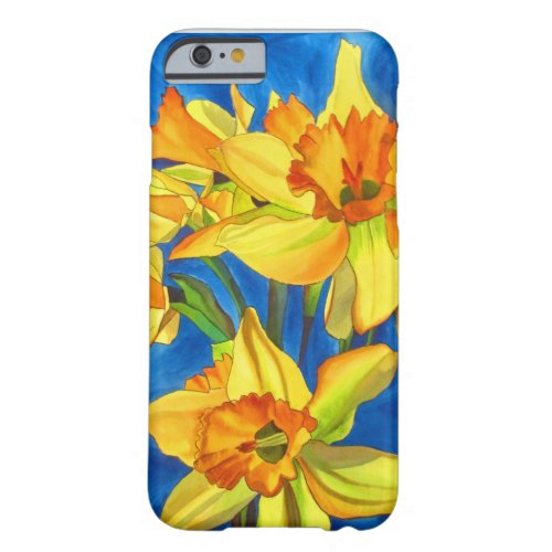 Yellow daffodil narcissus flowers watercolor art barely there iPhone 6 case