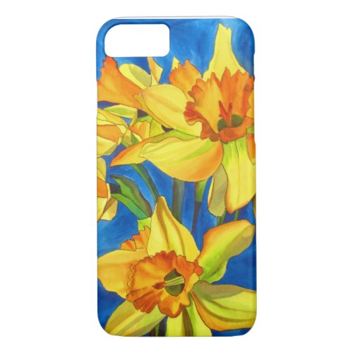 Yellow daffodil narcissus flowers watercolor art iPhone 87 case