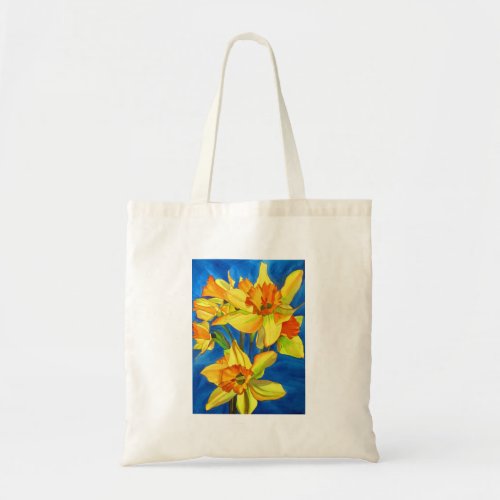 Yellow Daffodil narcissus flowers watercolor art Tote Bag