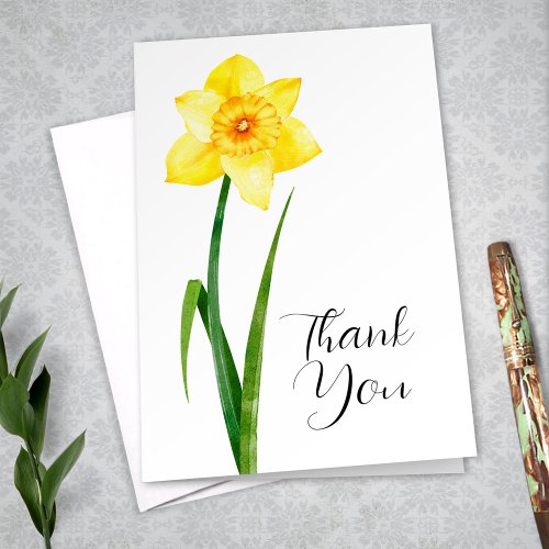 Yellow Daffodil Narcissus Illustrated Thank You Note Card