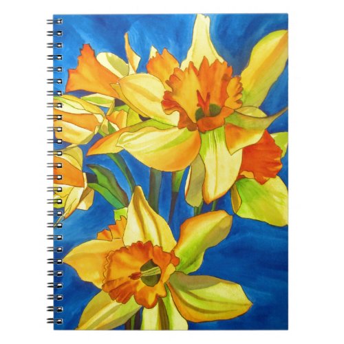 Yellow daffodil narcissus watercolour painting notebook