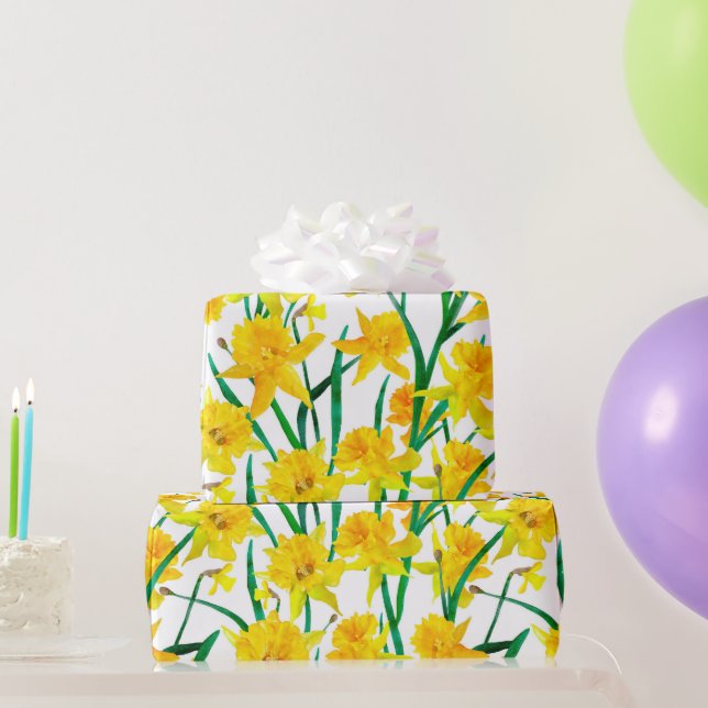 Yellow Daffodil Pattern Wrapping Paper (Party Gifts)