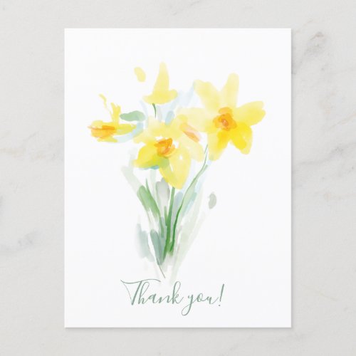 Yellow Daffodil  Personalized Thank You Postcard