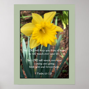 Yellow Daffodil ~ Psalm 121:7,8 Poster