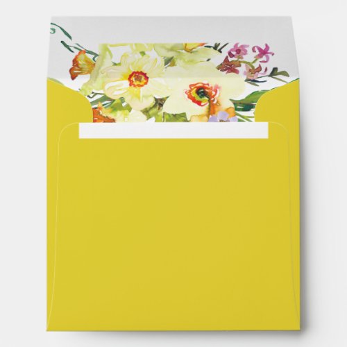 Yellow Daffodil Return Address Envelope