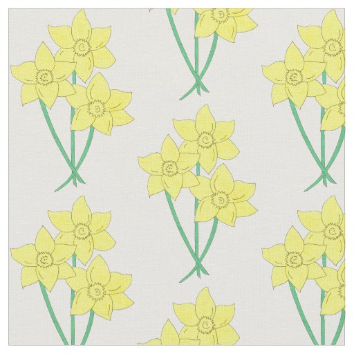 Yellow Daffodil Spring Flower Bunch Floral Bouquet Fabric