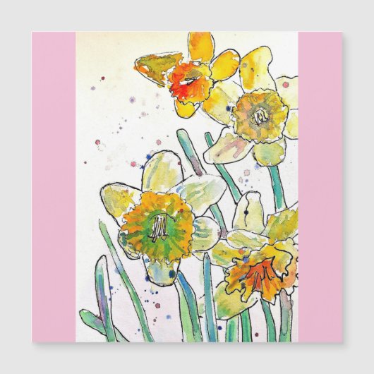 Yellow Daffodil Spring Flower Watercolor Birthday (Front)