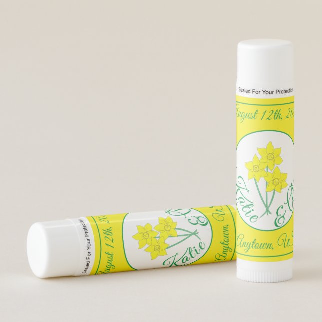Yellow Daffodil Spring Flower Wedding Shower Favor Lip Balm (Front)