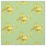 Yellow Daffodil Spring Green Fabric