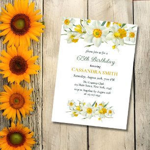Yellow Daffodil Spring Rustic Floral Birthday Invitation