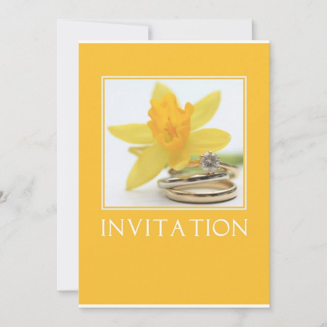 yellow daffodil spring wedding invitation (Front)