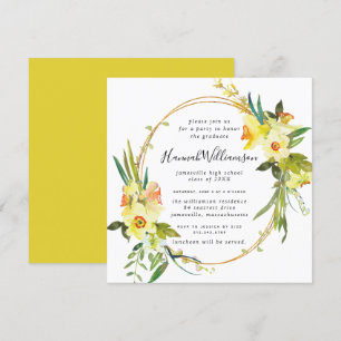 Yellow Daffodil Square Graduation Invitation