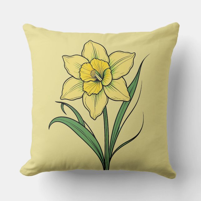 Yellow Daffodil  Throw Pillow (Front)